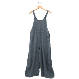 New Cynthia Ashby Linen Blue Wide Leg Overalls Small